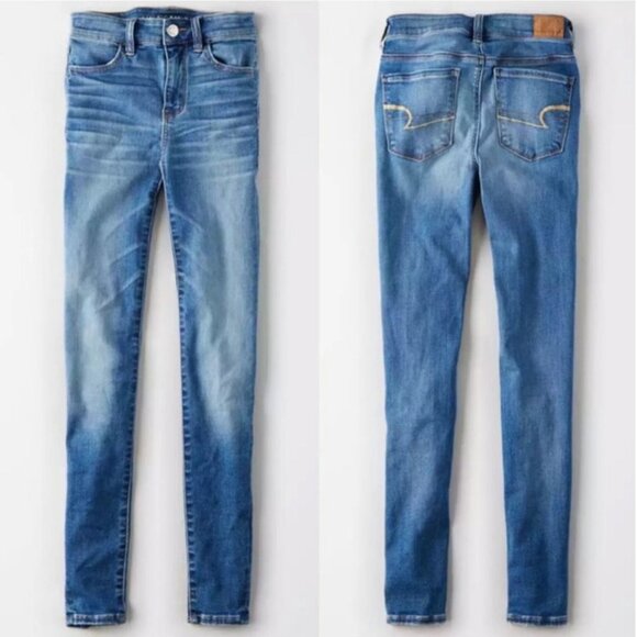 American Eagle Super Hi-Rise Jegging Size 4 Short High Waist Stretch Jeans Denim - Picture 3 of 11